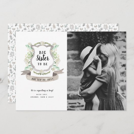 姉のフローラ妊娠写真のお知らせ 案内状 (正面/裏面)
