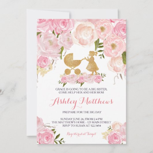 姉のベビーシャワーの招待 招待状 (正面)