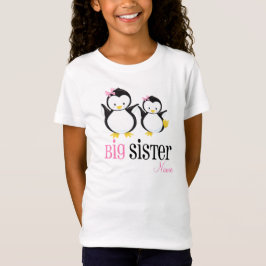 姉のペンギンのパーソナライズなピンクのワイシャツ Tシャツ