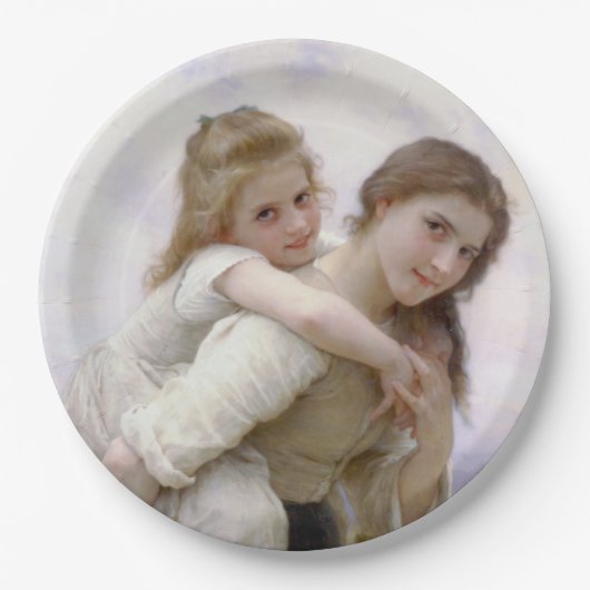 姉の与え妹ピギーバック ペーパープレート (正面)