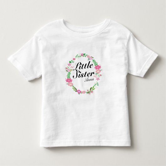 姉の花模様のリースの名前 トドラーTシャツ (正面)