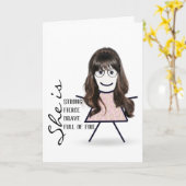 姉の髪が長いスティックガール カード (黄色い花)