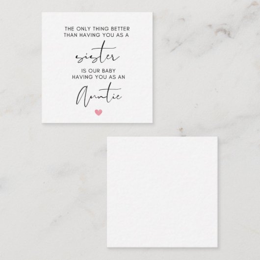 姉は叔母に昇進し、妊娠を明らかにする ノートカード (正面/裏面)