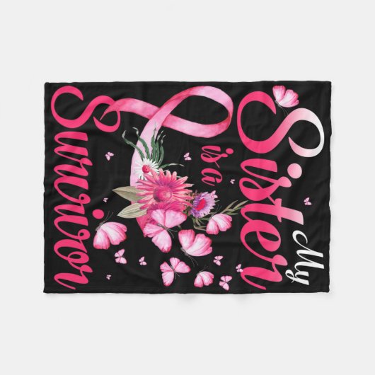 姉は生き残った蝶の乳がんAw フリースブランケット (正面(横))