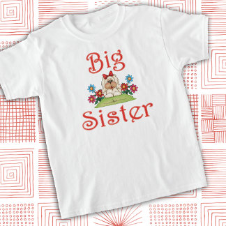 姉ふわふわの白い子犬お洒落 Tシャツ