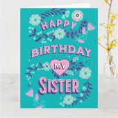 姉への大きなハッピーバースデー パーソナライズされた カード (黄色い花)