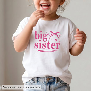 姉妹おそろいピンクのリボンのTシャツ トドラーTシャツ