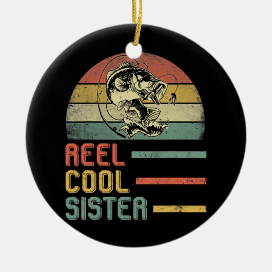 姉妹おもしろい漁女ママ母ママ父の日 セラミックオーナメント (正面)