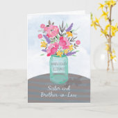 姉妹および義理の兄弟記念日の恵み カード (黄色い花)