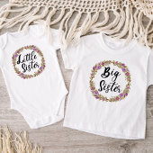 姉妹お揃いの紫の花の花輪 女の子用 Tシャツ