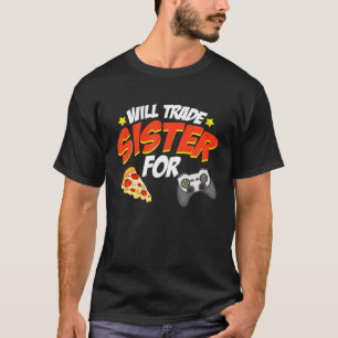 姉妹がピザやテレビゲームを売る Tシャツ