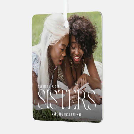 姉妹が友達を作最高のるフォトキープサケ メタルオーナメント (正面左)