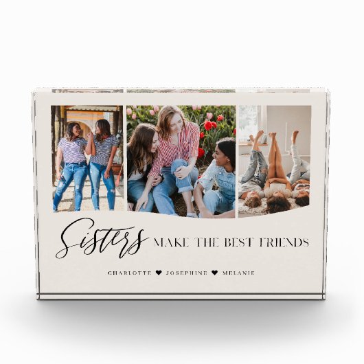 姉妹が友達を作最高のる写真記念クリーム フォトブロック (正面)