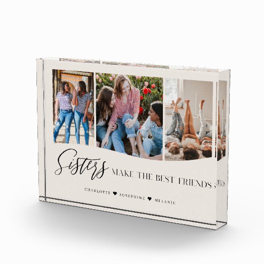 姉妹が友達を作最高のる写真記念クリーム フォトブロック (右)