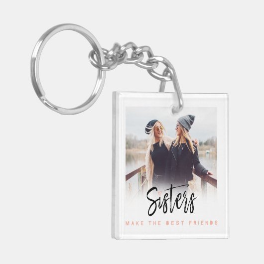 姉妹が友達最高のを作るおもしろい写真記念 キーホルダー (正面左)