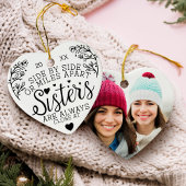 姉妹が接続ハートフォトキープサキーホワイト セラミックオーナメント