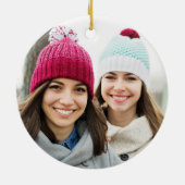 姉妹が接続ハートフォトキープサキーホワイト セラミックオーナメント (裏面)