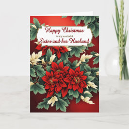 姉妹と夫のクリスマスポインセチア シーズンカード