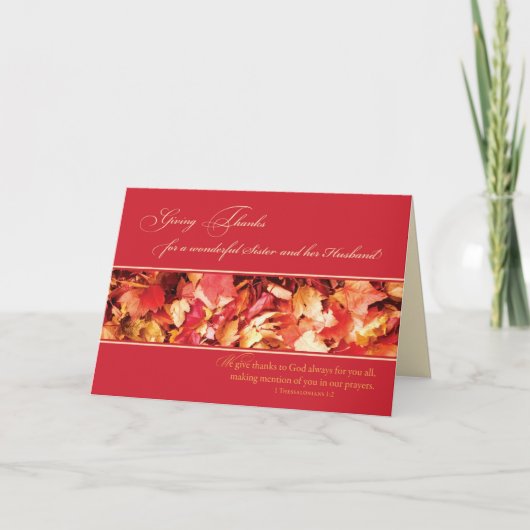 姉妹と夫の感謝祭の宗教葉、 シーズンカード (正面)