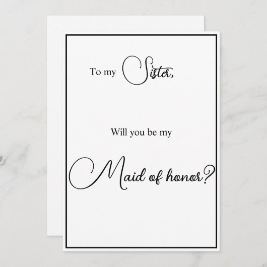 姉妹にブライズメイドをお願いする提案カード 招待状 (正面/裏面)