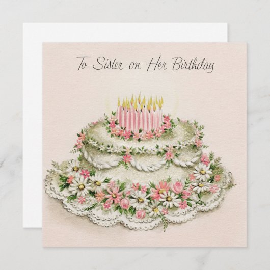 姉妹に彼女の誕生日ヴィンテージスタイル シーズンカード (正面/裏面)