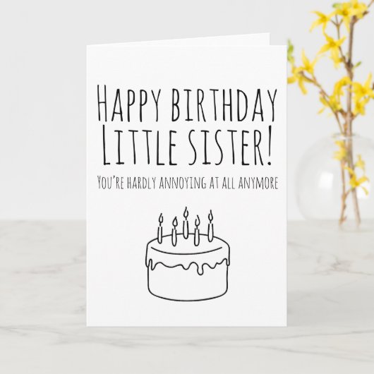 姉妹のためのおもしろいなバースデー・カードユーモアのあるなカード カード (黄色い花)