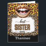 姉妹のためのヒョウ柄グリーティングカード - おしゃれ カード<br><div class="desc">このヒョウ柄グリーティングカードで姉妹に愛を示しましょう。誕生日や特別な記念日を祝うのに最適なカードです。 大胆でおしゃれなヒョウ柄のデザインが特徴で、オリジナルのメッセージを入れることができるので、気持ちを伝えるユニークで思いやりのある方法です。 誕生日、記念日、または理由もなくても、このおしゃれな動物柄のカードは、どんなお祝いにもおしゃれなタッチを加えます!</div>