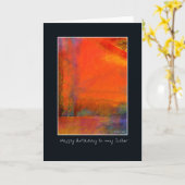 姉妹のための抽象的なオレンジ絵画のバースデー・カード カード (黄色い花)