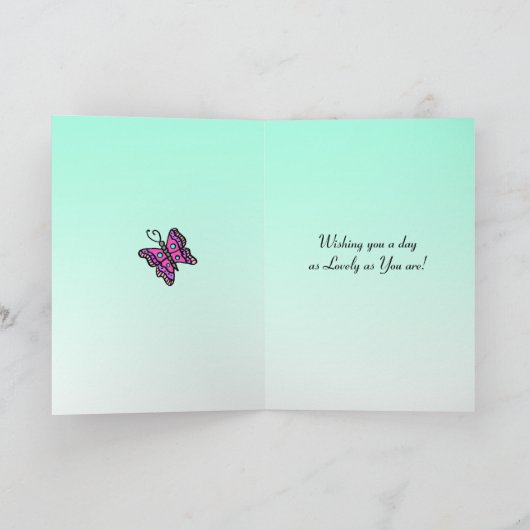 姉妹のための明るかわいらしい誕生日 カード (内部)