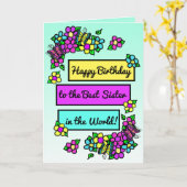 姉妹のための明るかわいらしい誕生日 カード (黄色い花)