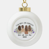 姉妹のギフトで繋がる4人のハート セラミックボールオーナメント (正面)