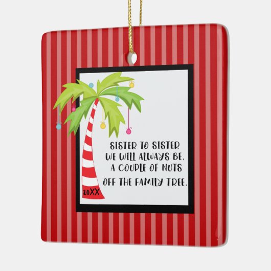 姉妹のクリスマスのオーナメントへのおもしろいな姉妹 セラミックオーナメント (左)