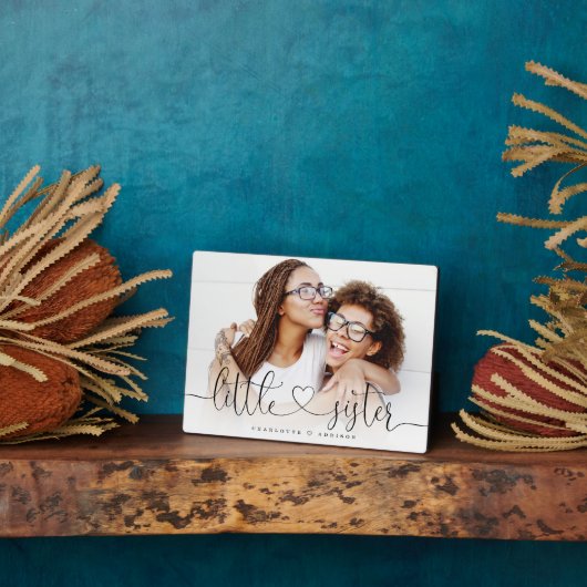 姉妹のハートのスクリプトのギフト写真 フォトプラーク (側面)