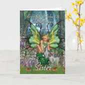 姉妹のバースデー・カード-アンゼリカのファンタジーの森林F カード (黄色い花)