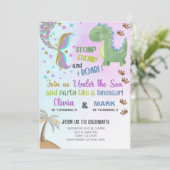姉妹の人魚と恐竜の誕生日招待状 招待状 (スタンド正面)
