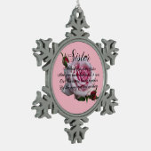 姉妹の引用文 スノーフレークピューターオーナメント (左)