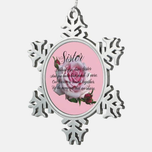 姉妹の引用文 スノーフレークピューターオーナメント (右)