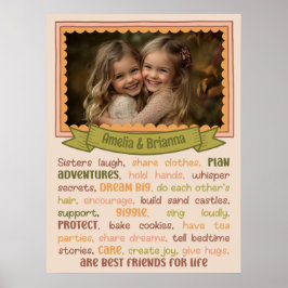 姉妹の心に響く感動的な写真プリント ポスター