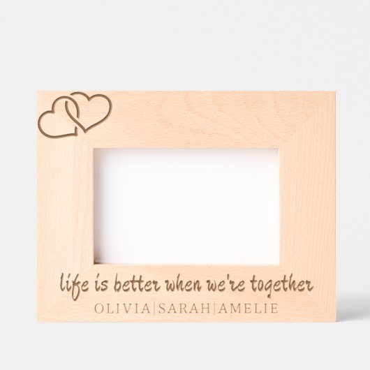 姉妹の愛の写真フレーム、人生は一緒に良い レーザー彫刻フレーム (正面)
