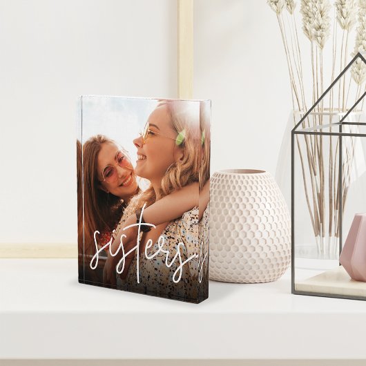 姉妹の手書きスクリプトオーバーレイ フォトブロック