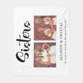 姉妹の書道2フォトコラージュ引用文ギフト フリースブランケット (正面)