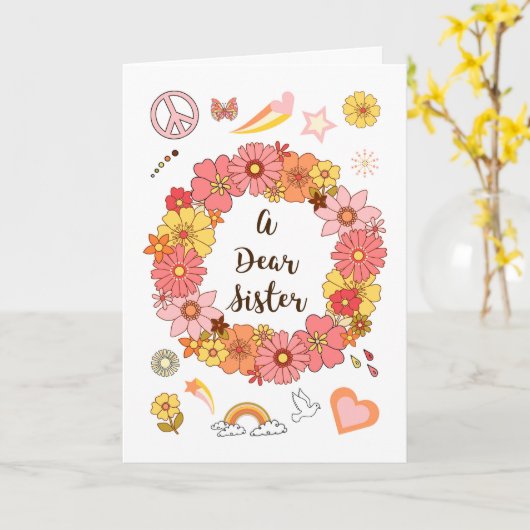 姉妹の母の日のフローラ平和と愛 カード (黄色い花)