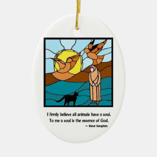 姉妹の熾天使のステンドグラスのオーナメント セラミックオーナメント