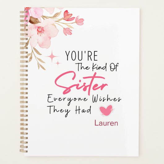姉妹の種類のプランナー – ギフトパーソナライズされた プランナー手帳 (正面)