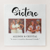 姉妹の筆記体2枚の写真コラージュの引用 兄弟姉妹 ジグソーパズル (縦)