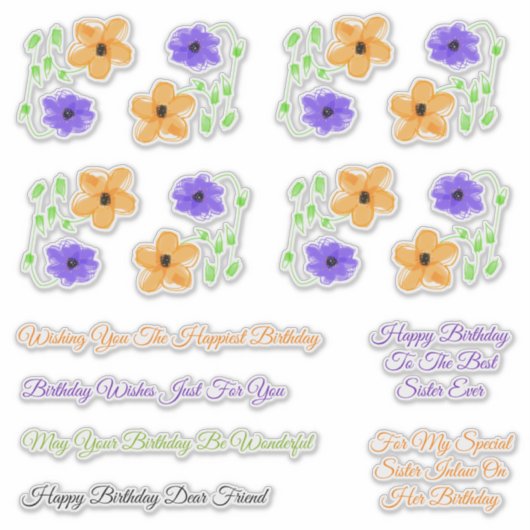 姉妹の義理と友人の誕生日の願い シール (正面)