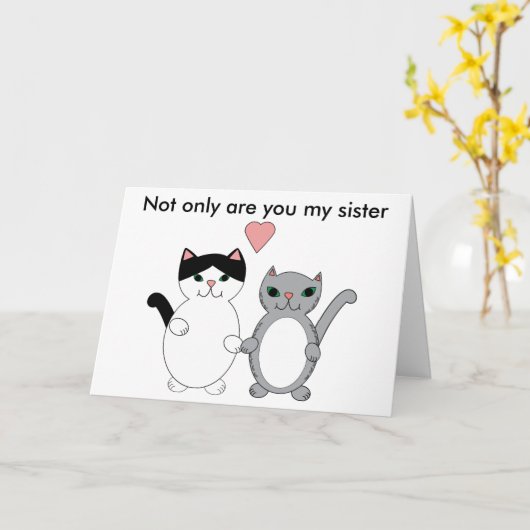 姉妹の親友猫 カード (黄色い花)