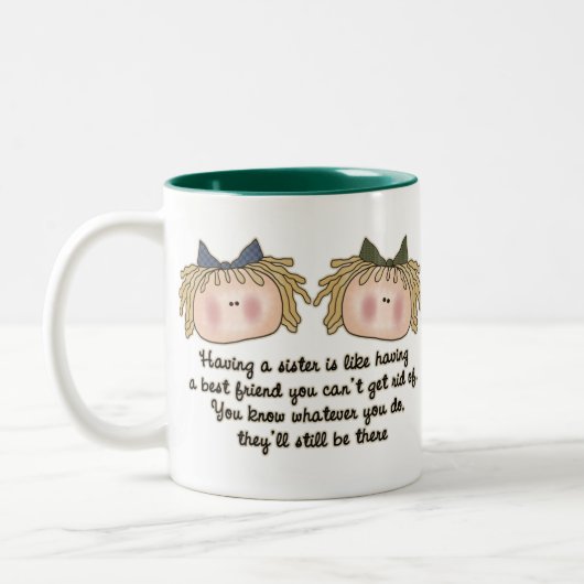 姉妹の詩のおもしろいのコーヒー・マグ ツートーンマグカップ (左)