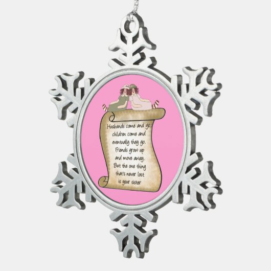 姉妹の詩の休日の雪片のオーナメント スノーフレークピューターオーナメント (右)