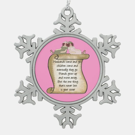 姉妹の詩の休日の雪片のオーナメント スノーフレークピューターオーナメント (正面)